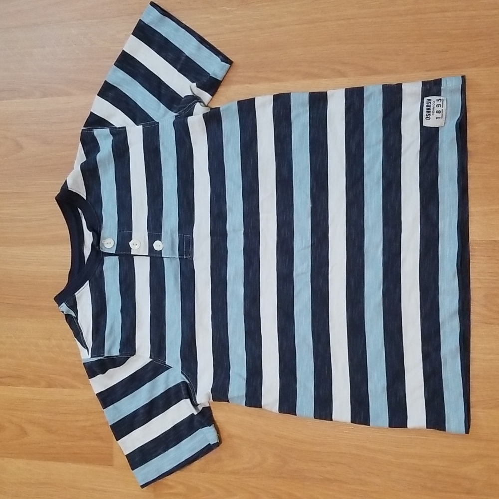 Oshkosh B'gosh blue and white stripe short sleeve shirt boys size 10
